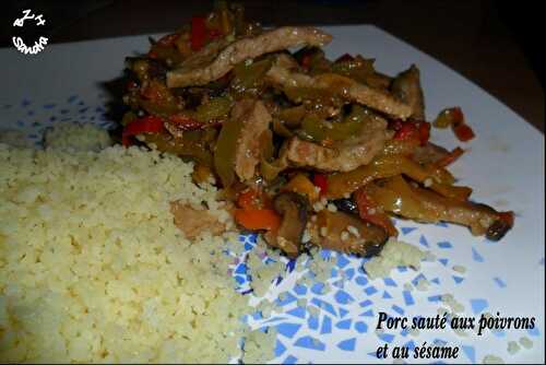 Porc sauté aux poivrons et au sésame