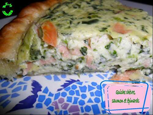 Quiche aux épinards, chèvre et saumon