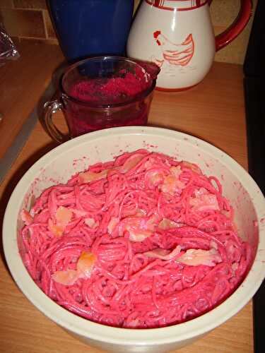Spaghetti rose au saumon