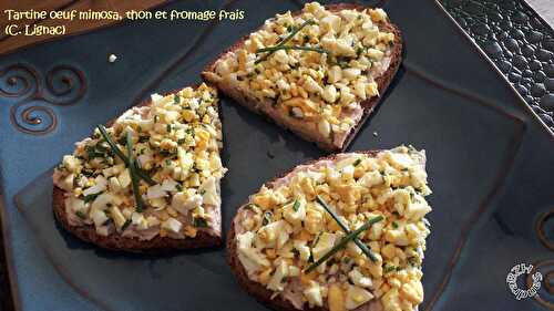 Tartine oeufs mimosa, thon et fromage frais (C. Lignac)