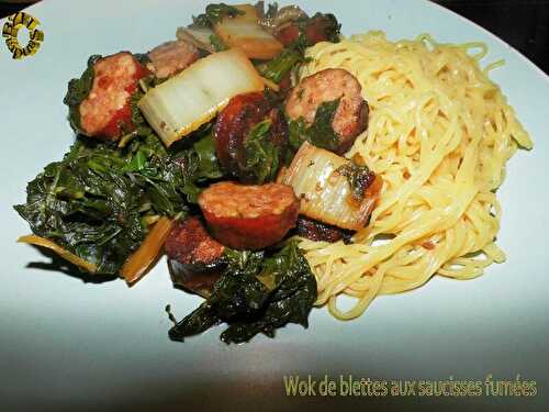 Wok de blettes aux saucisses fumées