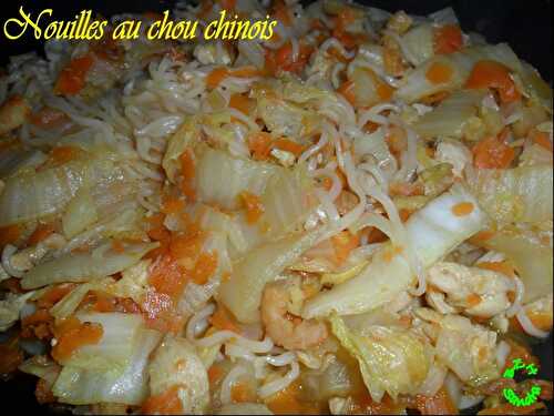 Wok de nouilles, chou chinois et caetera