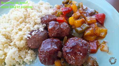 Boulettes de bœuf, sauce BBQ et poivrons