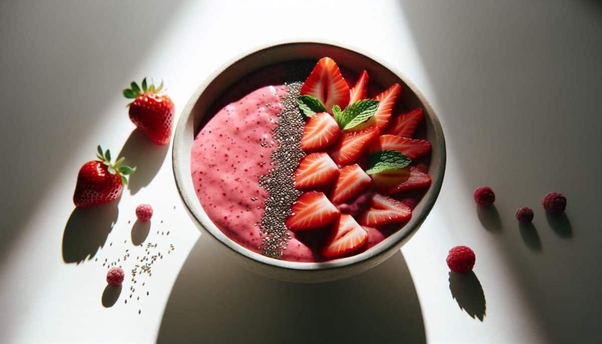 Bol de smoothie aux fraises