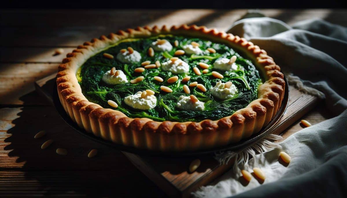 Tarte aux épinards, ricotta et pignons de cèdre