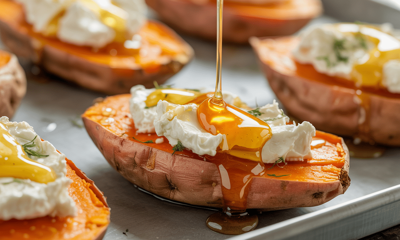 Patates douces rôties chèvre et miel : la recette sucrée-salée ultra fondante qui fait fondre tous les gourmands