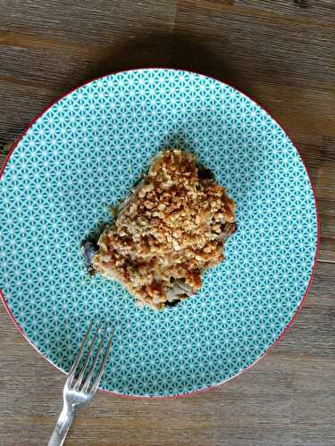 Crumble d'aubergines et poulet au curry - flocons d'avoine/parmesan