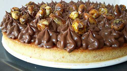 Gâteau amande, chocolat praliné et fruits secs caramélisés // sans gluten
