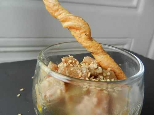 Verrine d'artichaut et foie gras et sa vinaigrette au miel et piment d'espelette