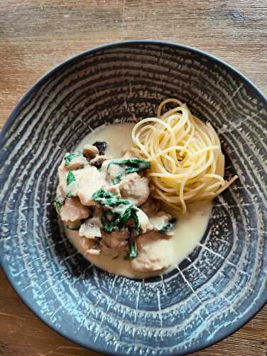 Poulet champignons / parmesan / pousses d'épinards