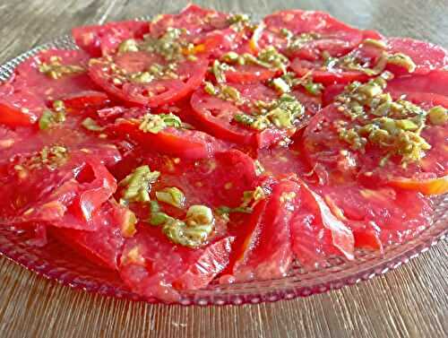 Carpaccio de tomates coeur de boeuf / gingembre / cébette #Simple#Ottolenghi