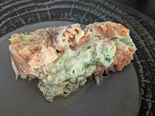 Roti de saumon ricotta / pesto (à l'ail des ours pour moi ! )