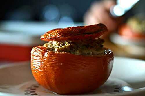 Tomate farcie au cabillaud ou lieu noir