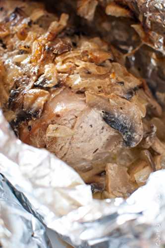 Filet mignon de porc aux champignons en papillote