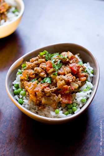 Curry express de boeuf, riz aux petits pois