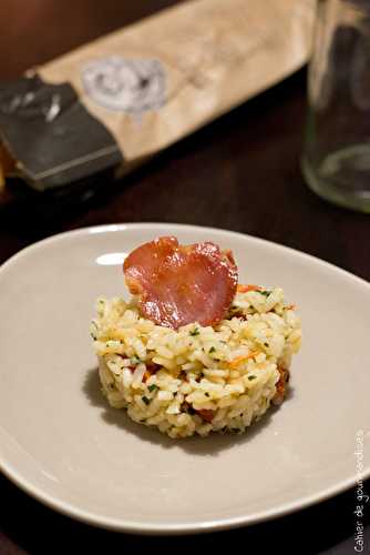 Risotto tomates confites et pancetta