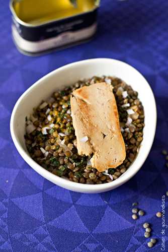 Lentilles au curry & foie gras minute