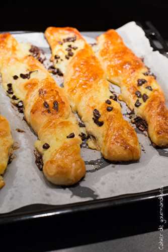 Torsades feuilletées à la crème pâtissière et aux pépites de chocolat