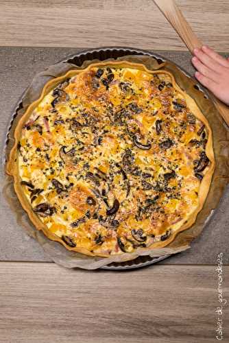 Quiche d'automne aux champignons, lardons et cheddar