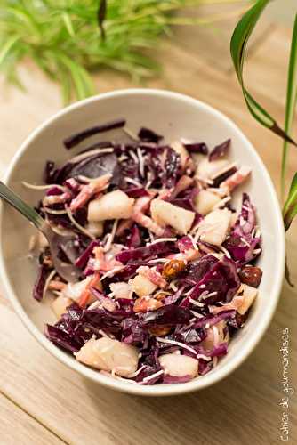 Salade de chou rouge poire et noisettes