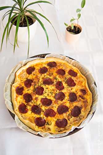 Quiche au chou-fleur, cheddar et chorizo