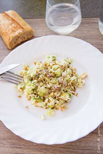 Taboulé petit épeautre et chou-fleur, avocat et concombre