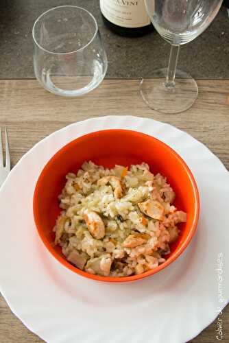 Riz au fenouil, carottes, champignons et au poulet