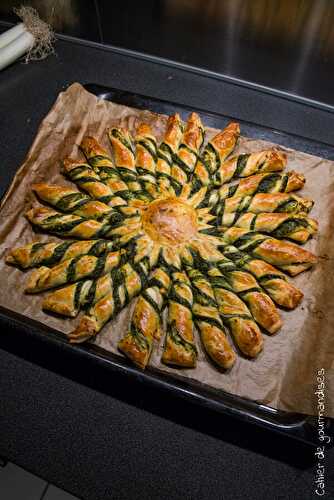 Soleil feuilleté au pesto d’épinards et noisettes