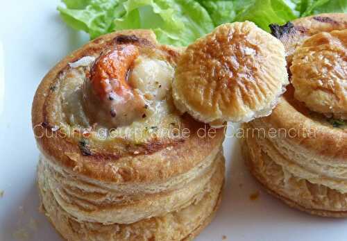 Vol au vent au saumon frais et noix de Saint Jacques