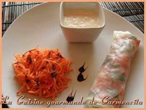 Rouleaux de printemps au crabe et au saumon fumé