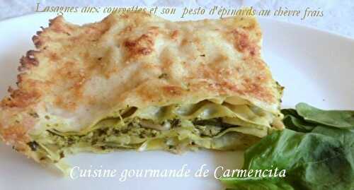 Lasagnes aux courgettes et son pesto d'épinards au chèvre frais