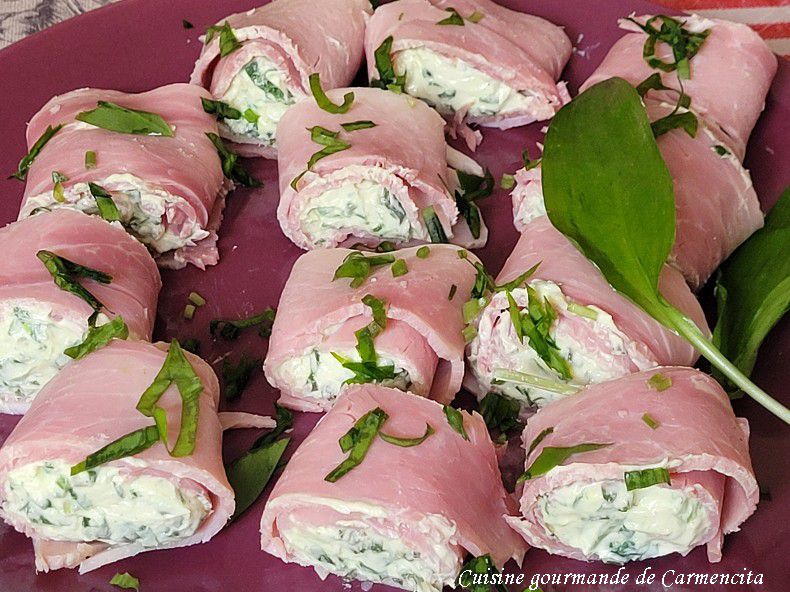 Roulé de jambon au fromage ail et fines herbes