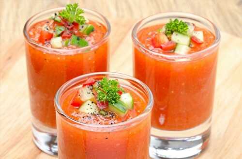 Gaspacho aux tomates et concombre