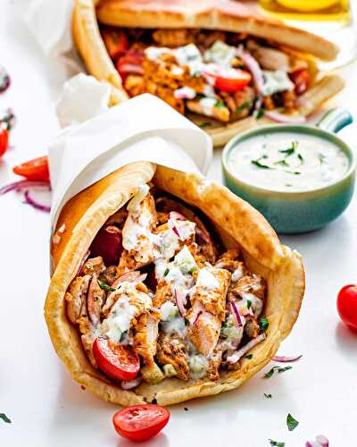 Gyros au poulet et tsatsiki