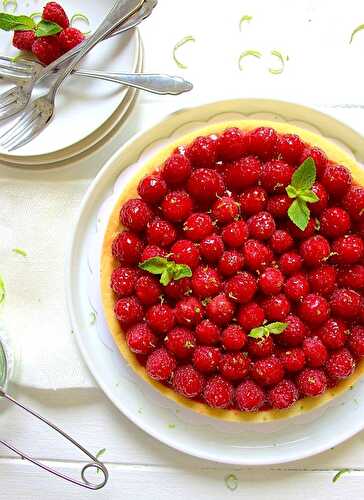 Tarte aux framboises et crème pâtissière