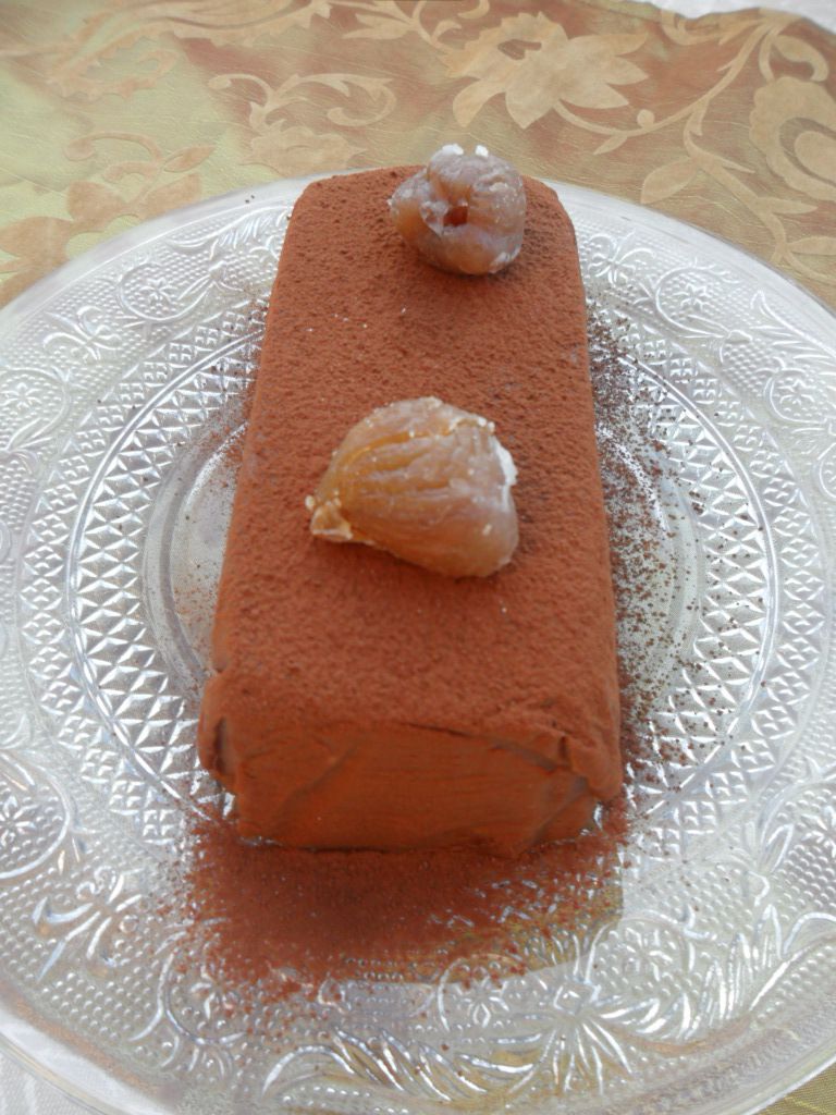 Marquise marrons-chocolat et sa crème anglaise : Vegan et sans gluten