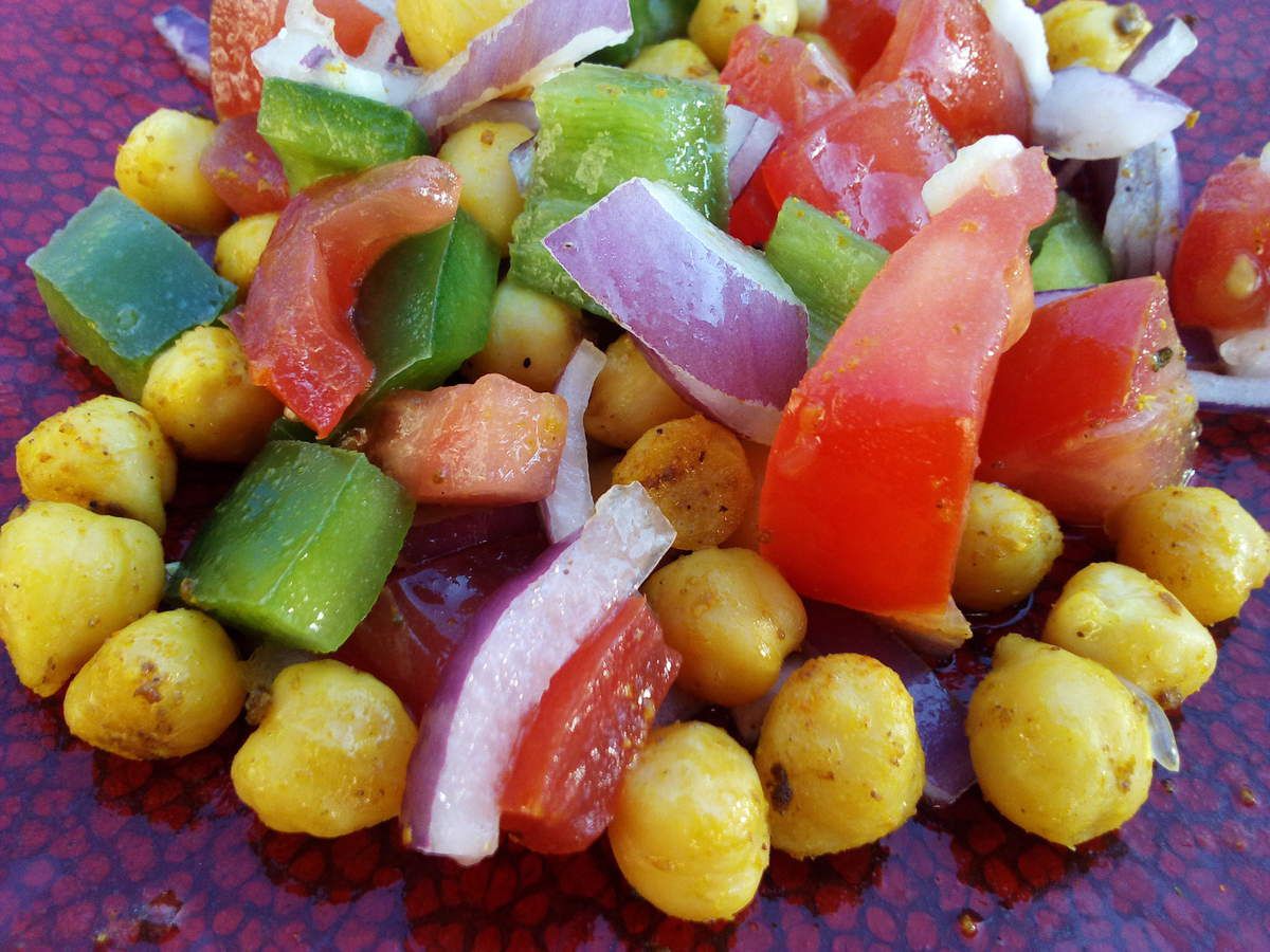 Salade de pois chiches grillés aux épices