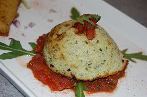 Flan de courgettes et son coulis de tomates