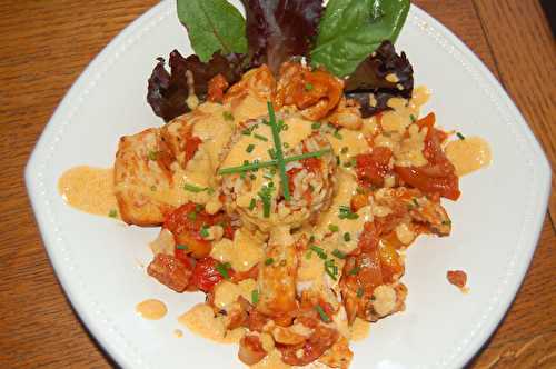 Poulet basquaise et riz cuisiné  de Cyril Lignac