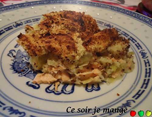 Parmentier de saumon aux poireaux