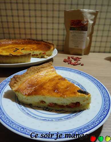 Tarte au fromage blanc, baies de goji, rhum et citron