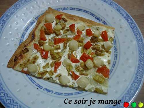 Tarte aux pétoncles, tomate et courgette