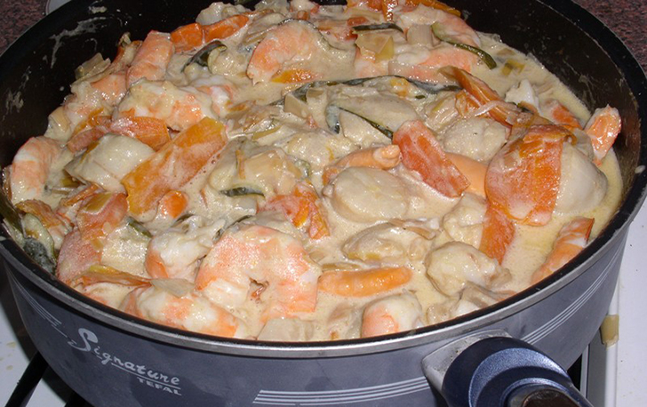 Blanquette de st jacques et crevettes ultra simple