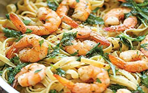 Ces spaghettis aux crevettes et à l'ail sont à tomber