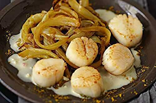 Coquilles Saint-Jacques compotée d’endives au curry