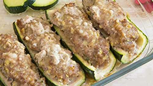 Courgettes farcies à la viande et au saucisson