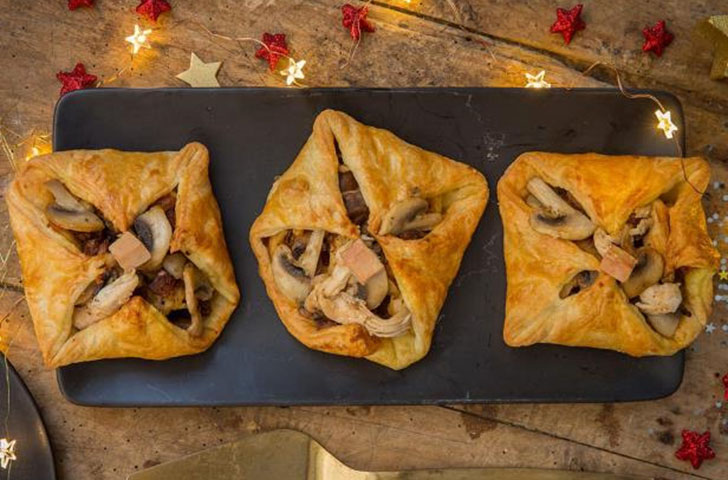 Feuilletés volaille, champignons et foie gras