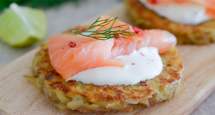 Galettes de pommes de terre au saumon