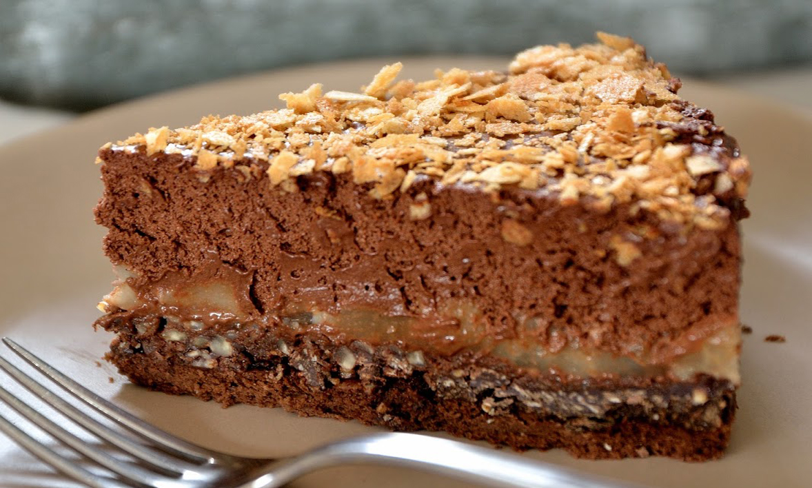 Gâteau crousti-fondant chocolat-poire