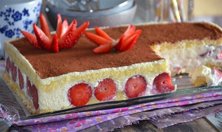 Gâteau tiramisu aux fraises (sans gélatine)